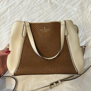 Kate Spade Cream and Brown Women's Medium Straw Purse Crossbody